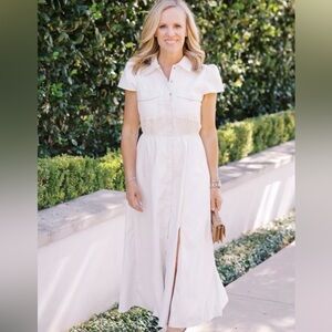 Faux Leather Avara White Midi Dress